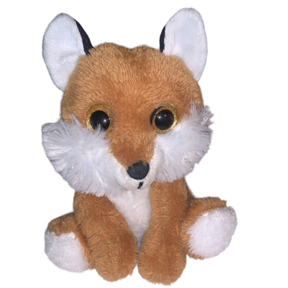 Kellytoy fox plush stuffed animal 7" from 2014 glitter gold eyes